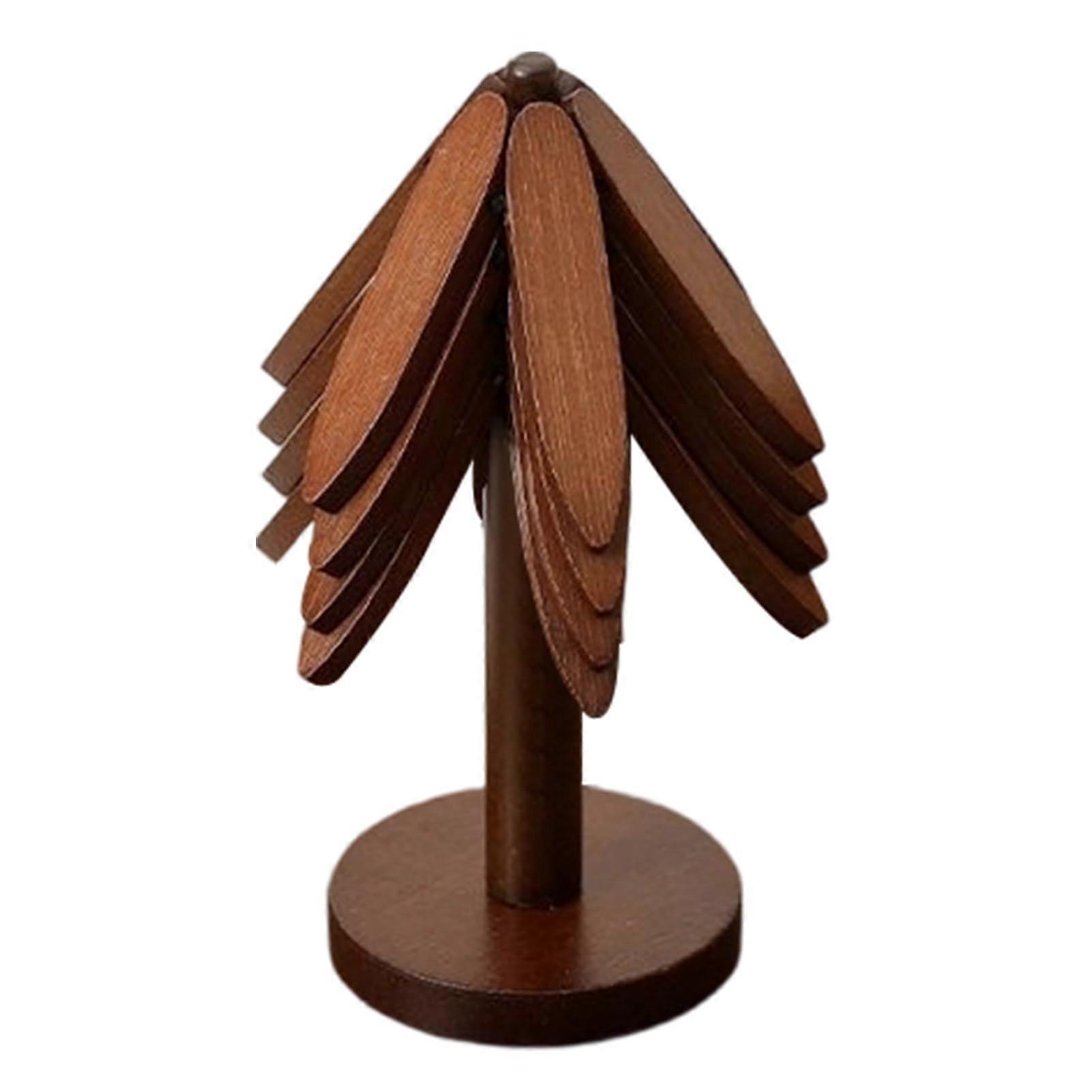 Bamboo Christmas Tree Trivet Set, Foldable Eco Friendly Pot Holder for Table and Counter