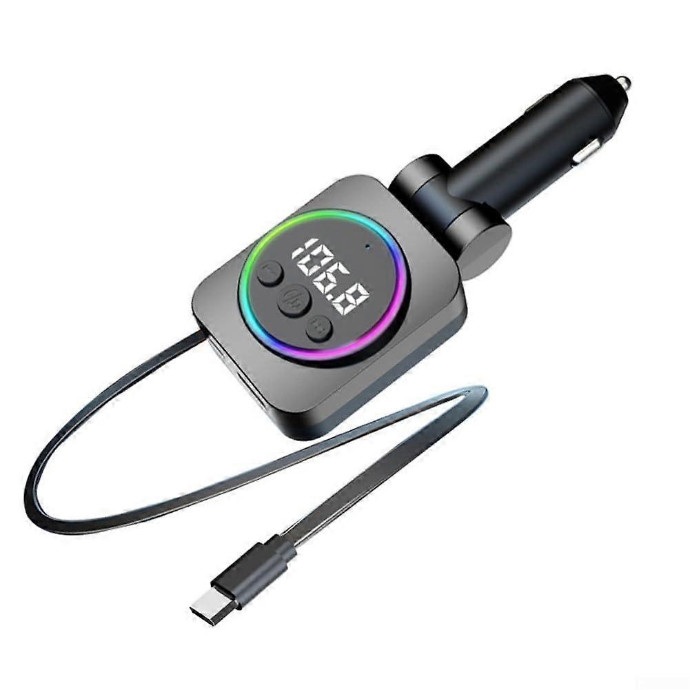 45W Car FM Transmitter Fast MultiDevice Charger with LED Display and Music Playback Metallic Color