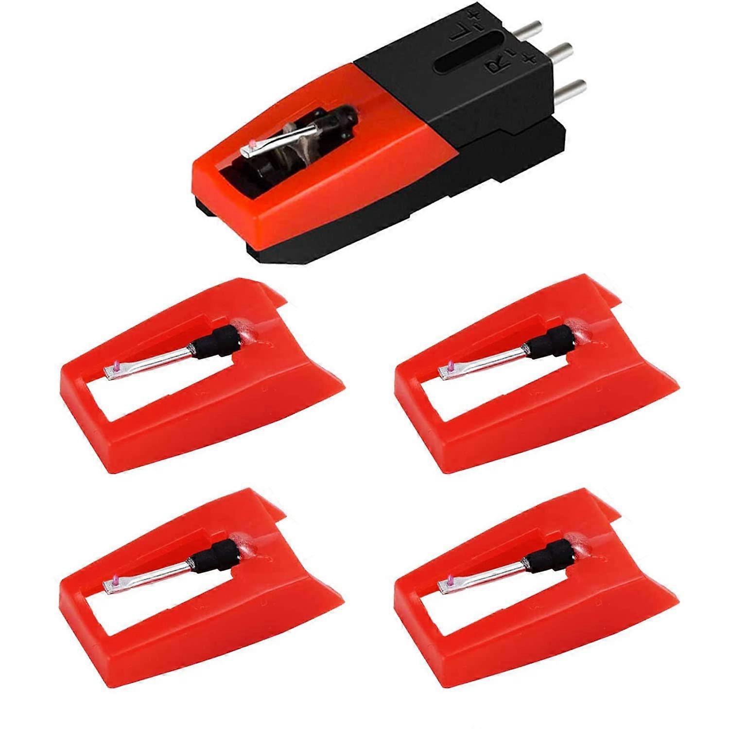 Record Player Needle with 4 Diamond Stylus Replacements for Crosley ION LP Phonograph Red