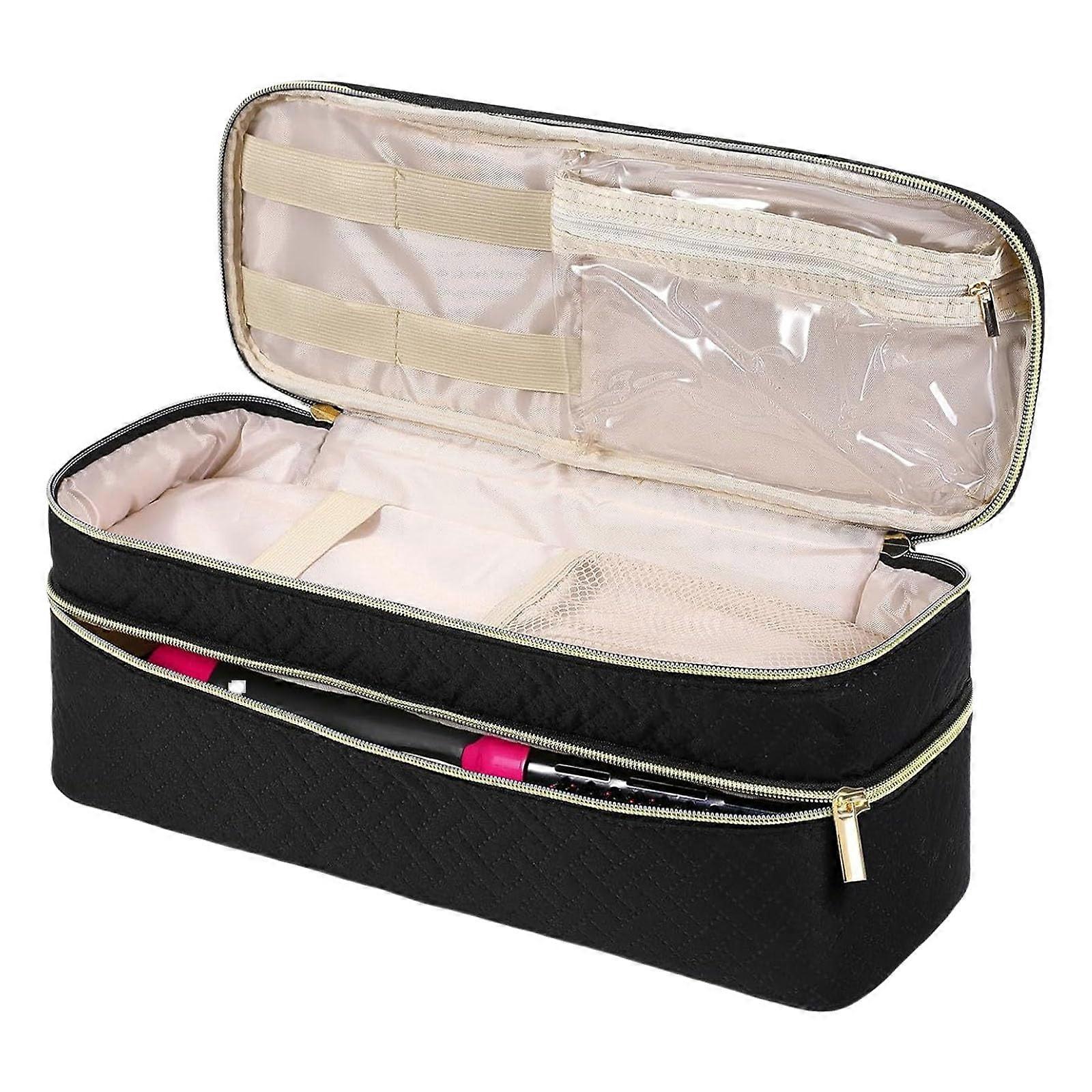 Hair Dryer Travel Case with Heat Tool Protection and Double Layer Hair Styling Tool Organizer