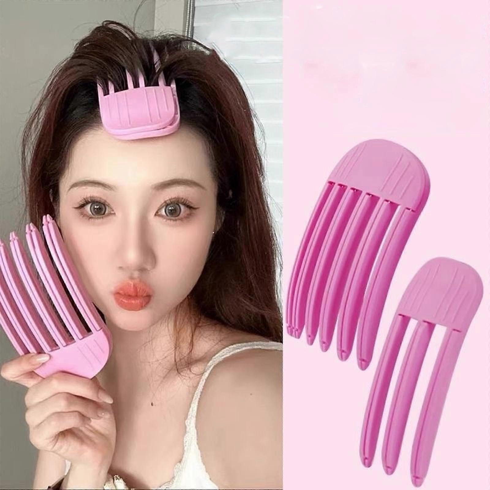Hair Volumizing Clips with Fluffy Bangs Styling Comb, Heatless Root Lifter, 3/6 Teeth Pink