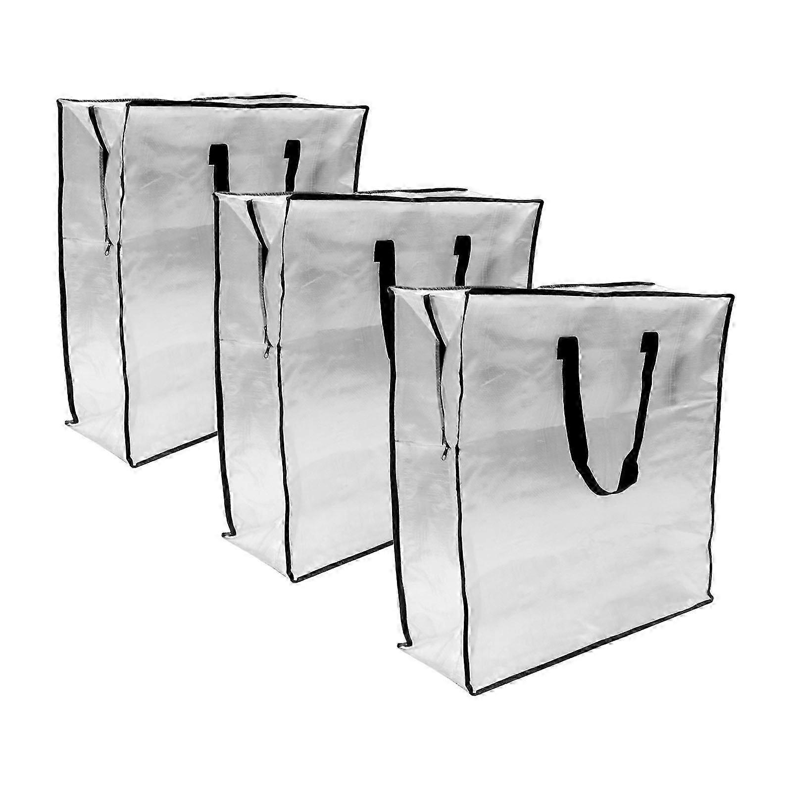 3-Piece Clear Interlaced Plastic Storage Bags with Pulls for Home & Dorm Organization