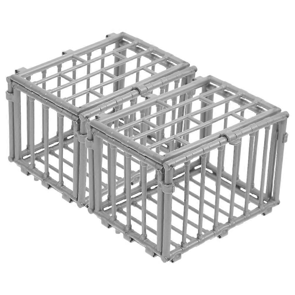 2pcs Mini Cage Model Plastic Small Cage Model Cage Prop Simulation Animal Cage Prop