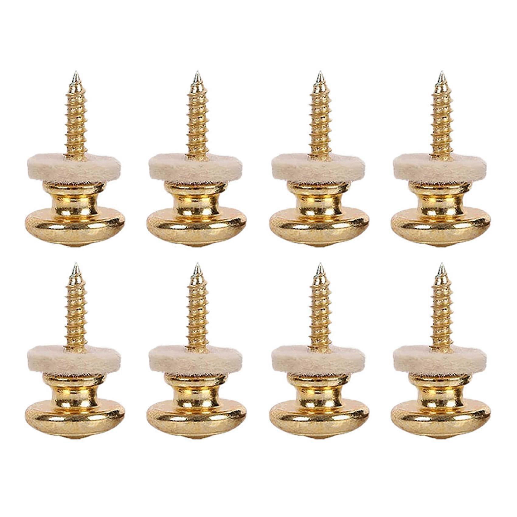 8PCS Wool Copper Guitar Strap Lock Locking Pegs Pins Mushroom Shape End Button Gold