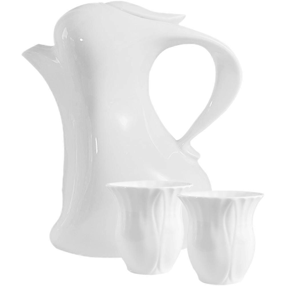 White Ceramic Rabbit Tea Kettle for Storage 1Set Gift