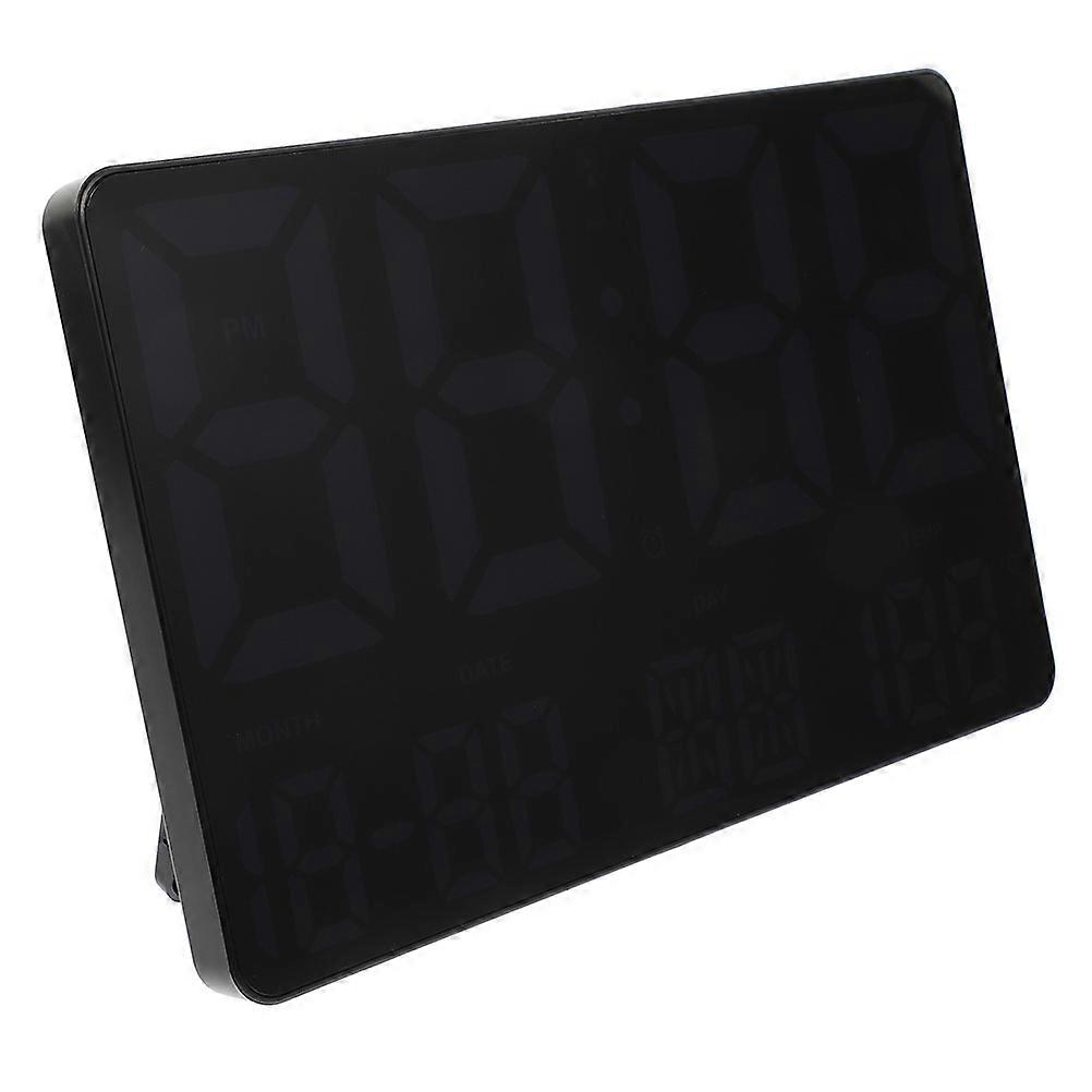 Large Display Digital Wall Clock Temperature Detection Home Users Black 24.80X15.80X3.00CM 1Pcs