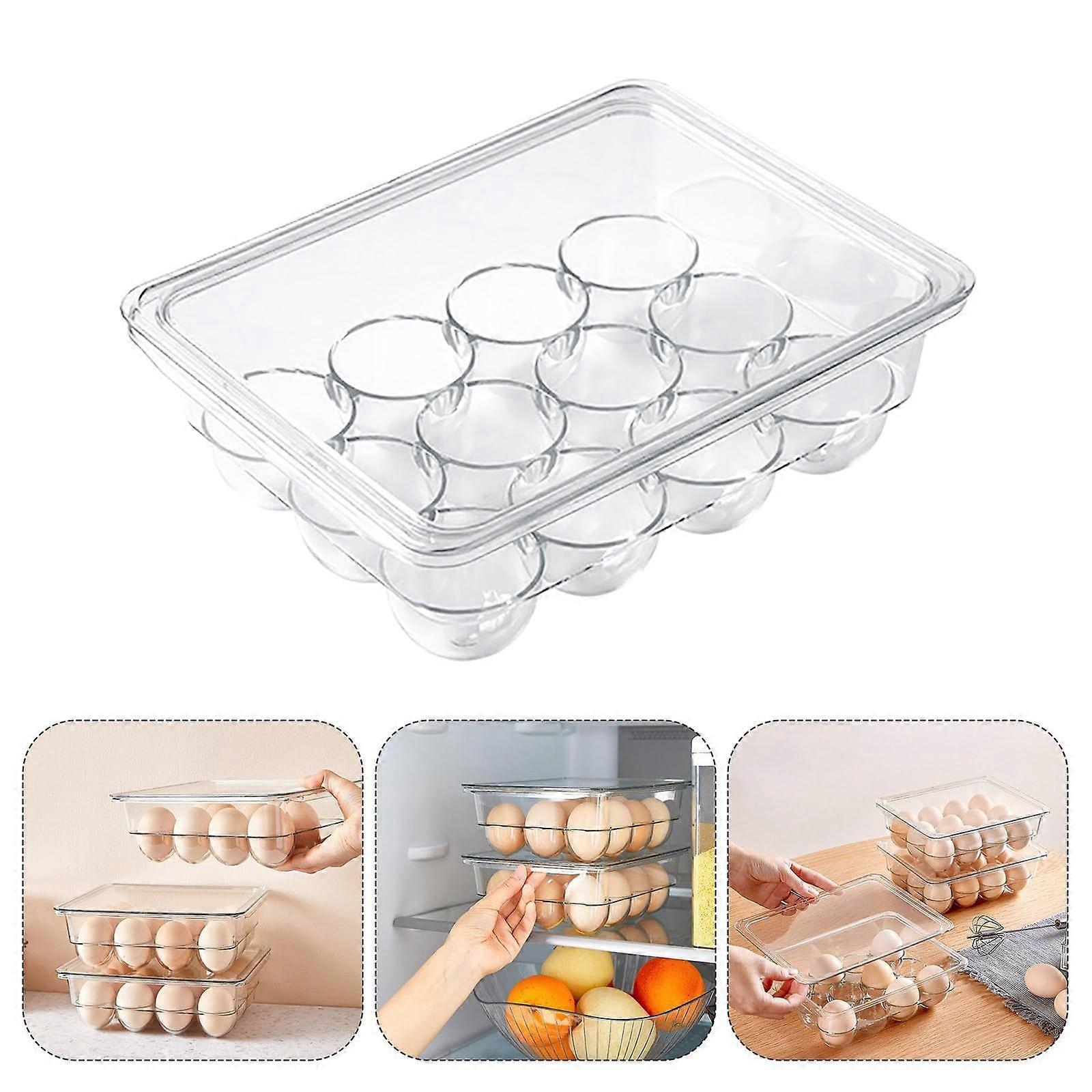 Egg Storage Container with Clear Visibility, SpaceSaving 12 Egg Holder for Refrigerator and Countertop