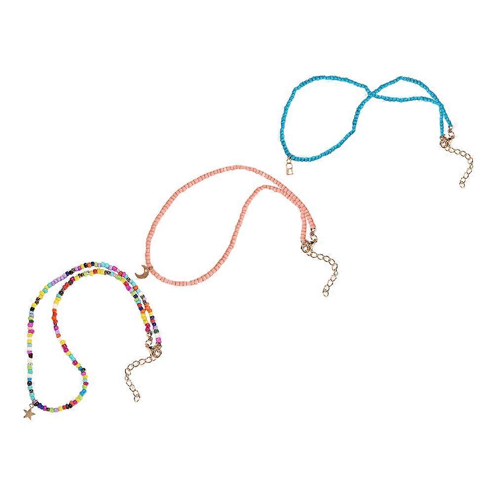 Plastic Beads Necklaces Children Simple Necklaces Decorative 3Pcs Set