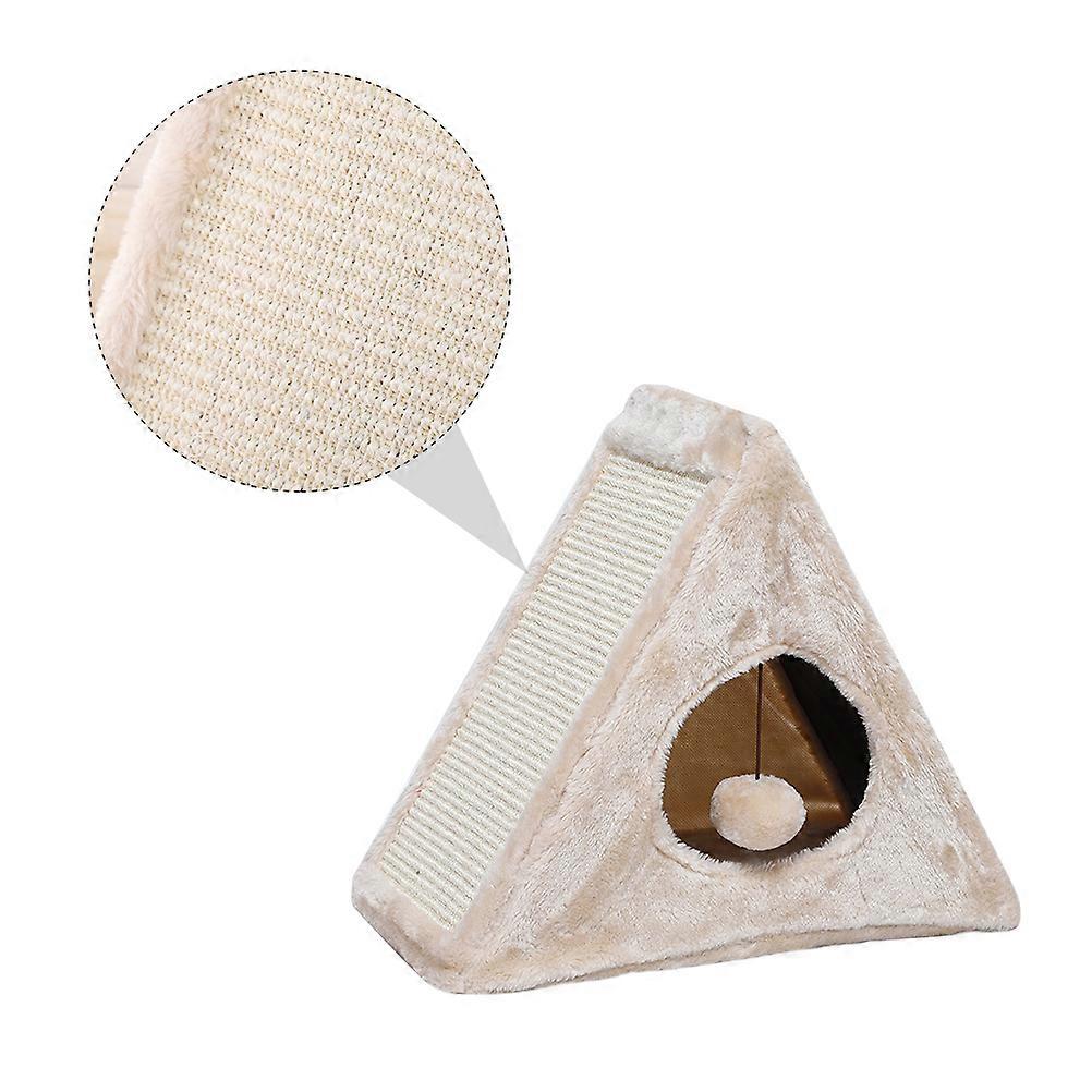Triangular Folding Cat Bed with Sisal Scratching Post and Pet Shelter