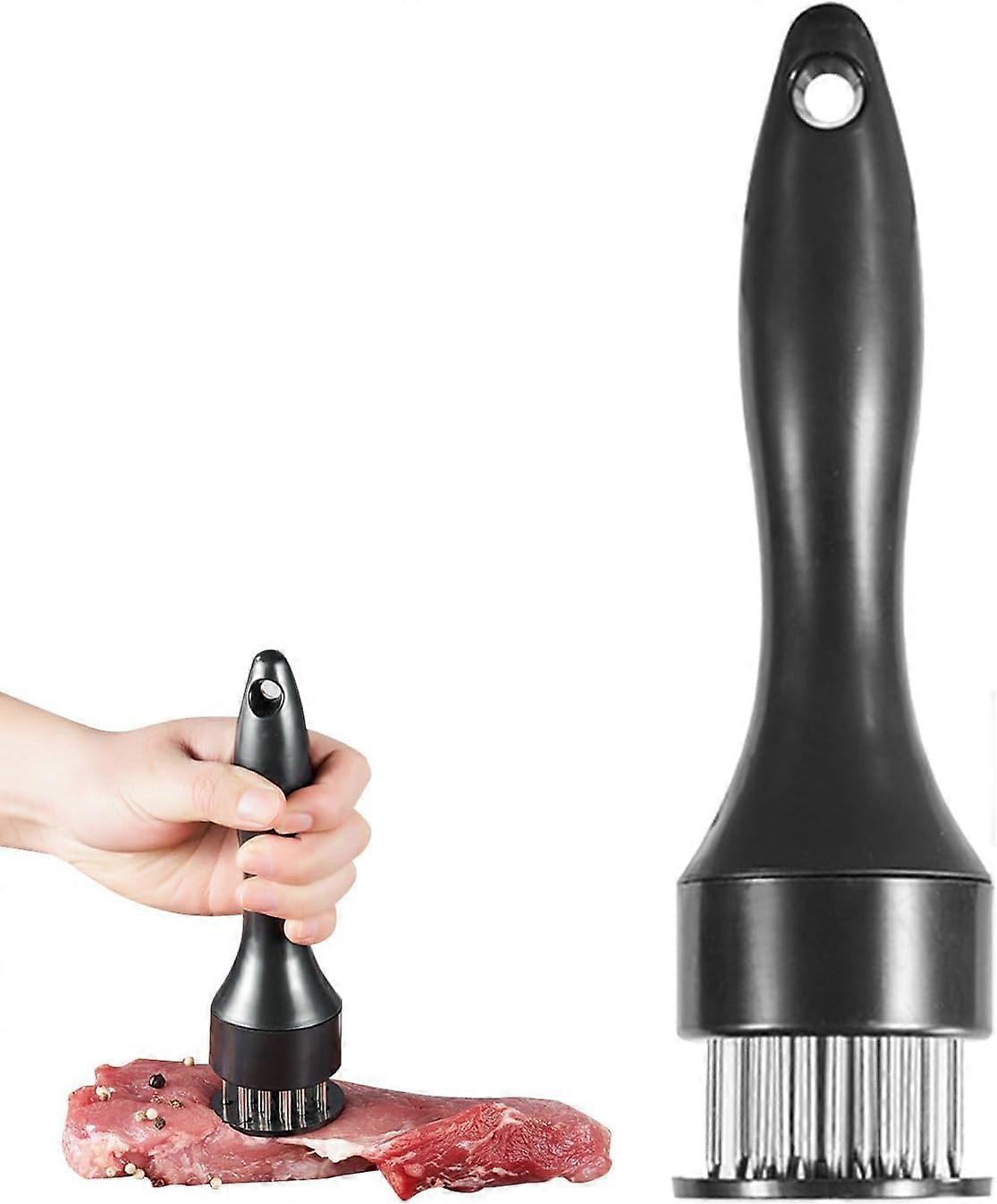 Meat Tenderizer Tool with 21 Sharp Stainless Needles for Beef Pork Chicken Fish Grilling Black