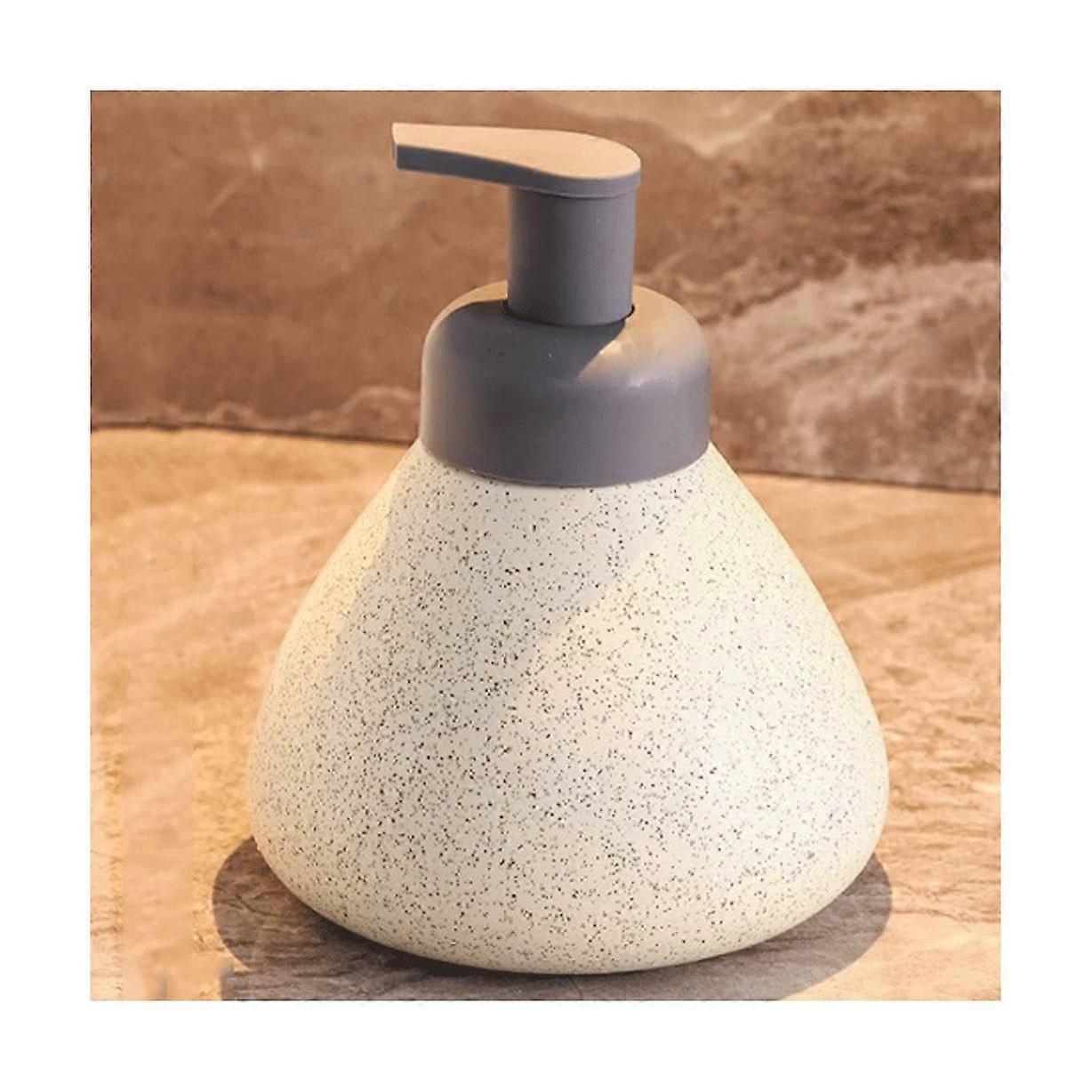 White Ceramic Foaming Soap Dispenser with Pump, Fast Foaming, Refillable Countertop Bottle