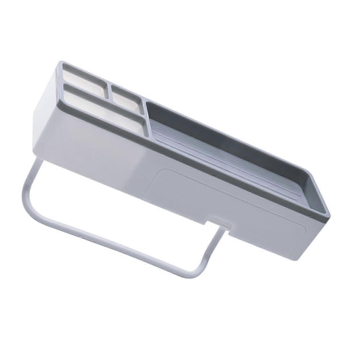 Bathroom Wall Mounted Storage Rack Plastic Towel Hanging Shelf SpaceSaving Easy Installation