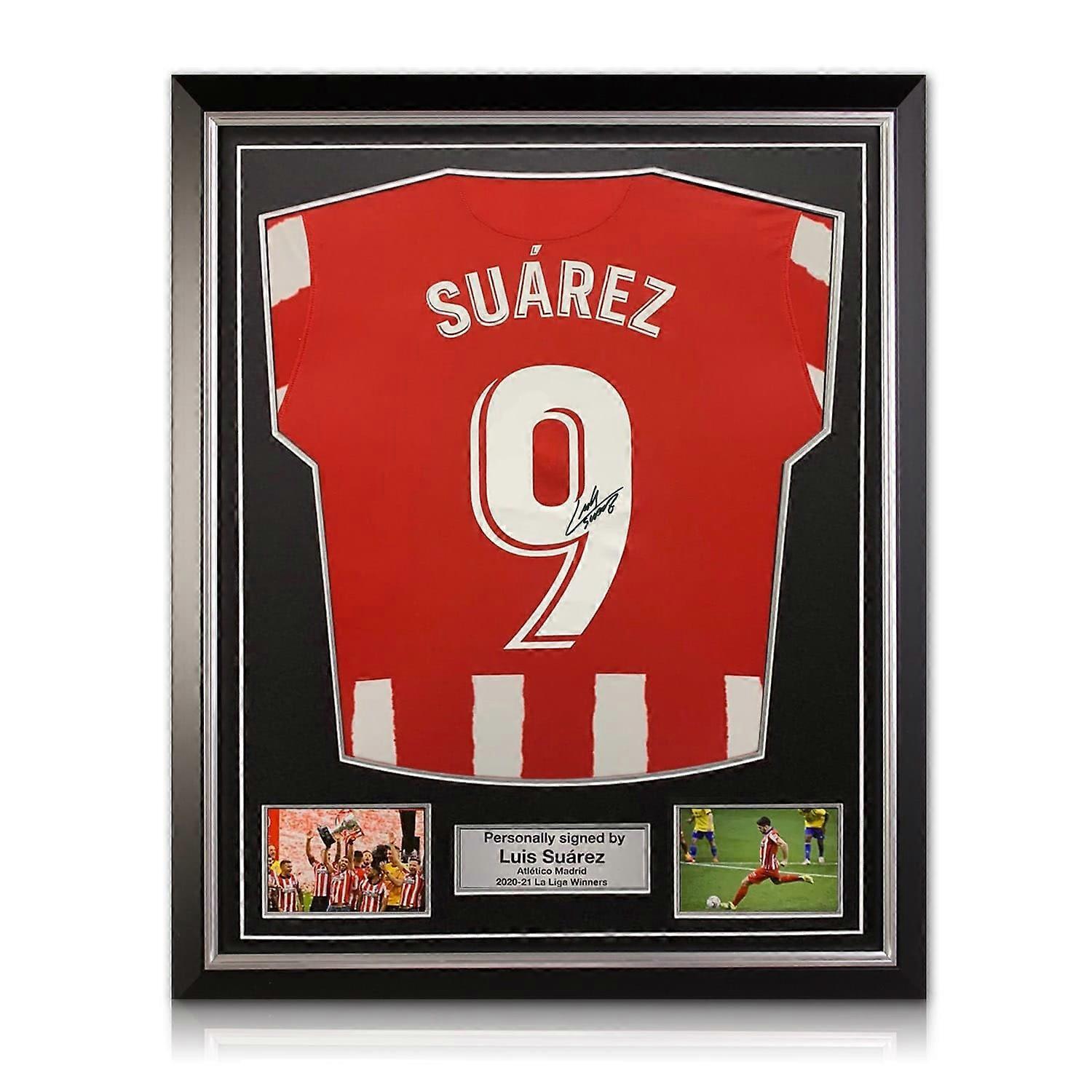 Luis Suarez Signed Atletico Madrid 2020-21 Football Shirt. Superior Frame