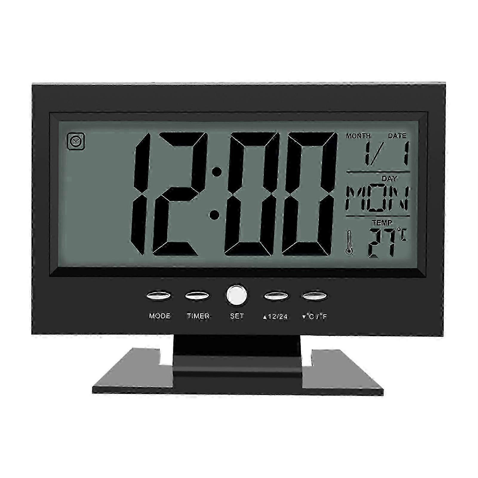 LCD Digital Sound Sensor Alarm Clock with Calendar and Temp