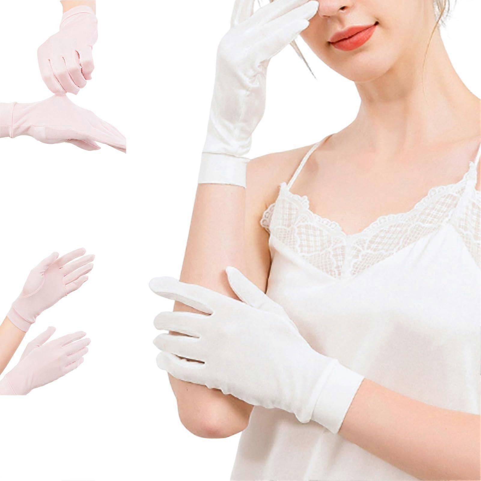 Pure Mulberry Silk Sleeping Gloves Soft Comfortable Fit Lightweight Breathable White