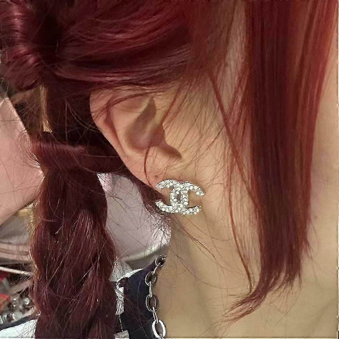 Chanel Double C All Diamond Luxury Earrings