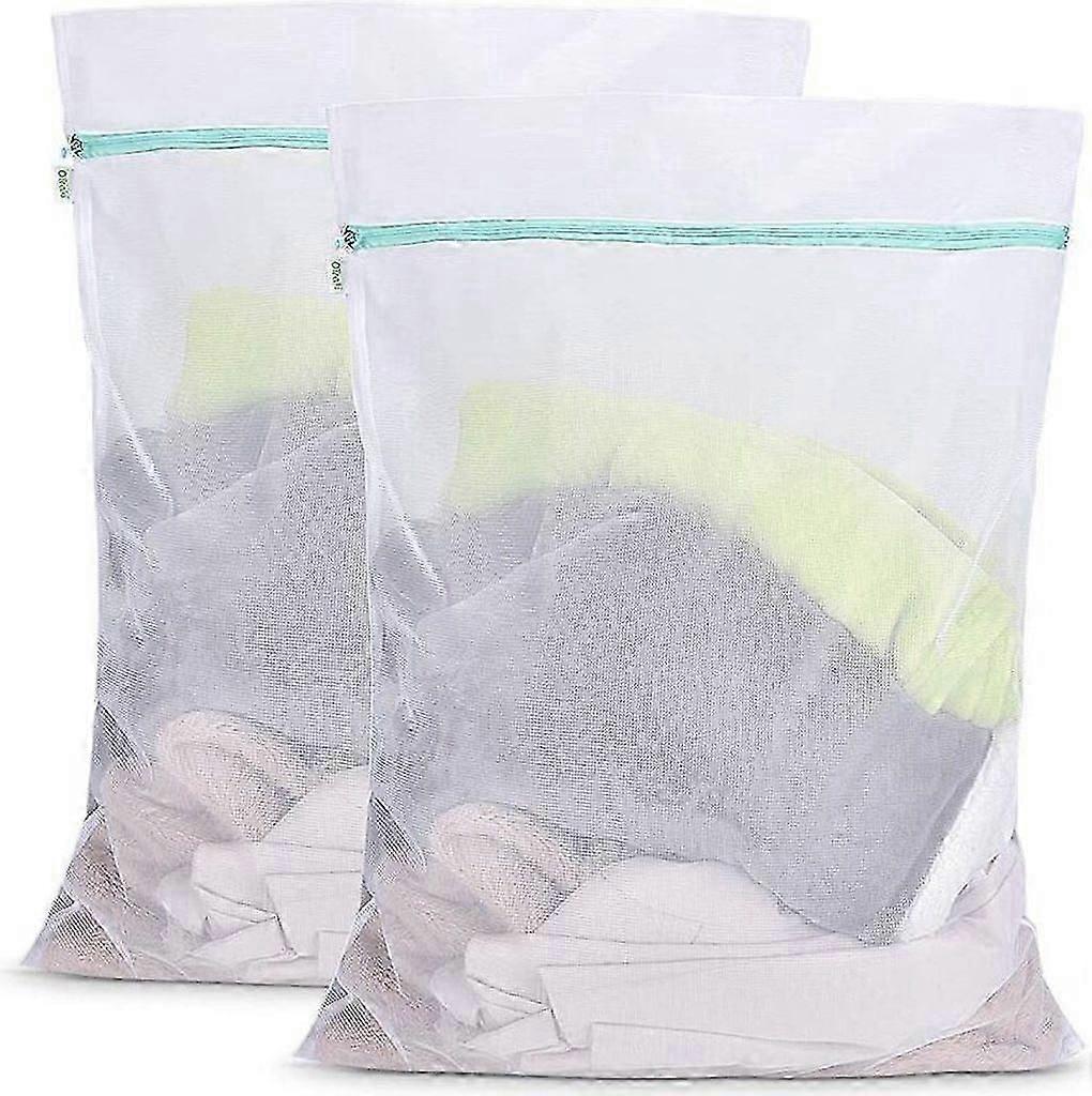6080cm Reusable Laundry Net Bag with Zipper (2-Pack)