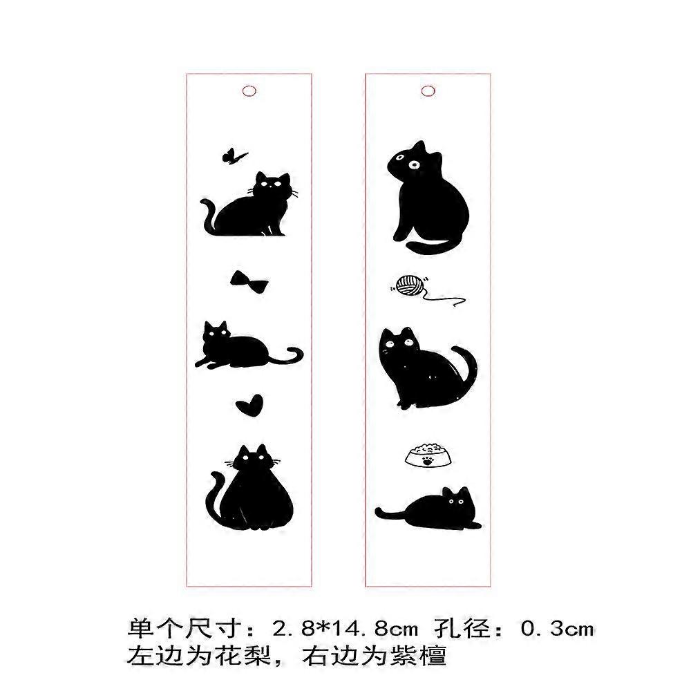 2pcs Wood Bookmarks set Laser Engraving Rectangle Cat Shape 148x28mm