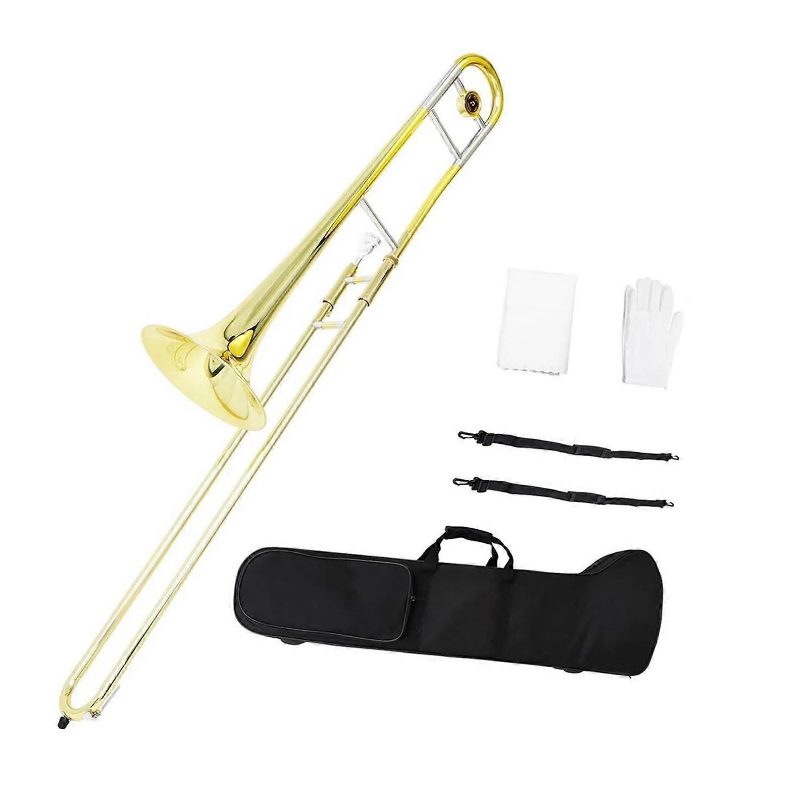 Beginner Brass Trombone Bb Alto with Case, Bright Projection, Accurate Intonation for Students
