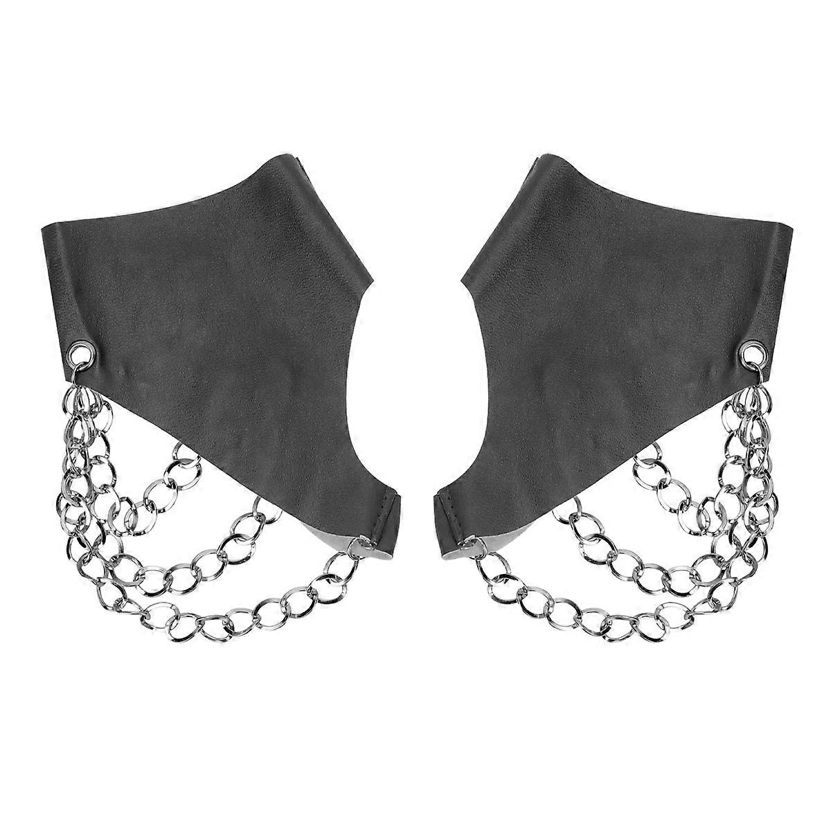 Chain Gloves Fingerless PU for Dance Performance