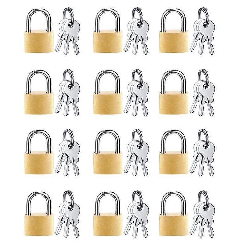 12 Pack Mini Padlock Small Padlock Solid Brass Locks with 3 Key for Luggage Lock,Backpack,Gym Locker