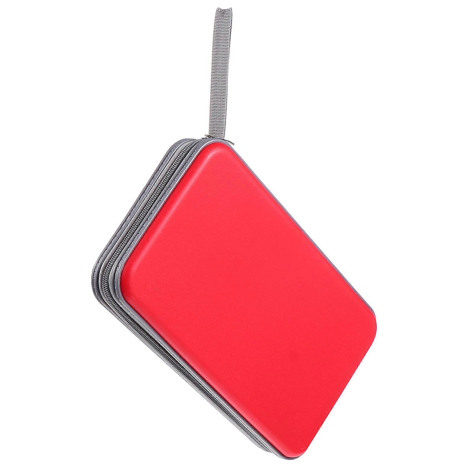 Cd Storage Case for Disc with 3Pcs Hard Plastic 80 Capacity Wallet Red