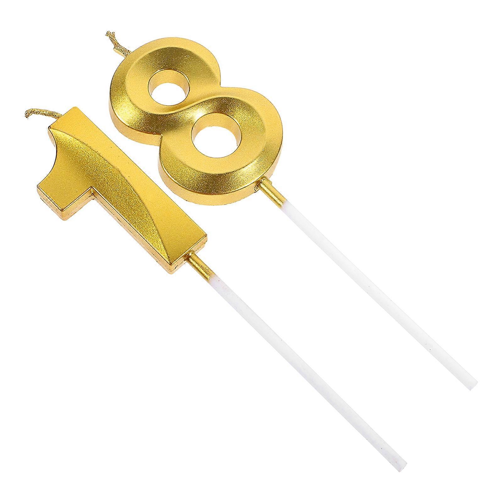 Golden Birthday Number Candle for Cake Decoration Function 2Pcs Candles