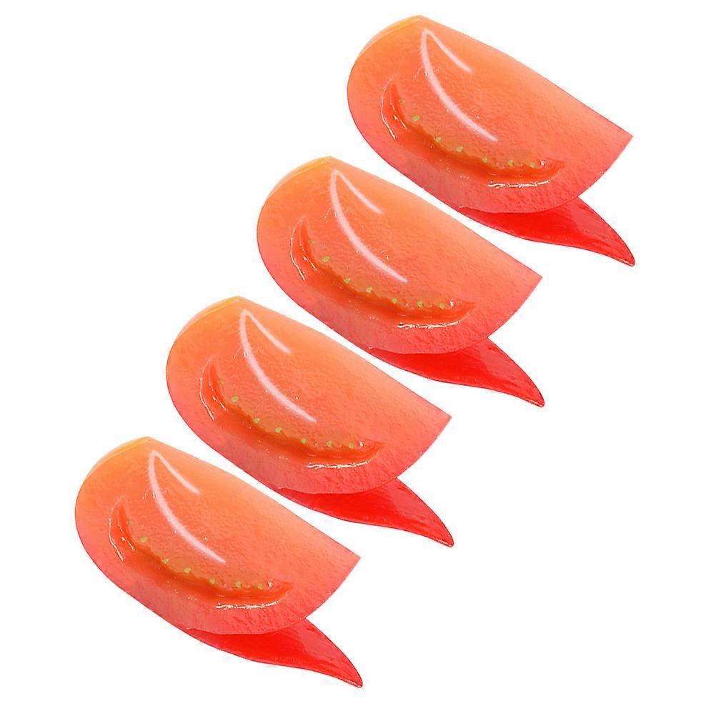 Red Simulation Tomato Artificial Tomato Slice for Decor 4Pcs Plastic Model