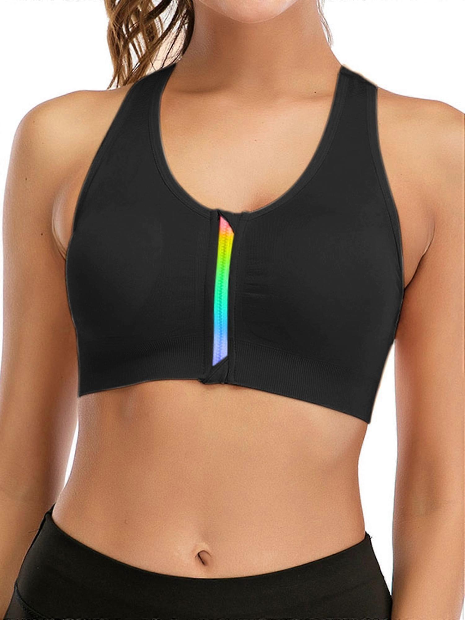 Women's Sports Bra Zip Bra Zipper Front Wirefree Removable Pads Yoga Bra Zip Sports Bra Yoga Workout Running Bra Women's Zip Front Sport Bra