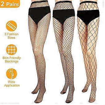 Collants résille pour femme, taille haute, extensibles, ajourés, grande taille, lot de 2.