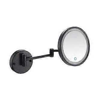 feeling 8 tommer vægmonteret makeupspejl med LED-lys, 10x forstørrelse, 360 graders drejefunktion, matsort