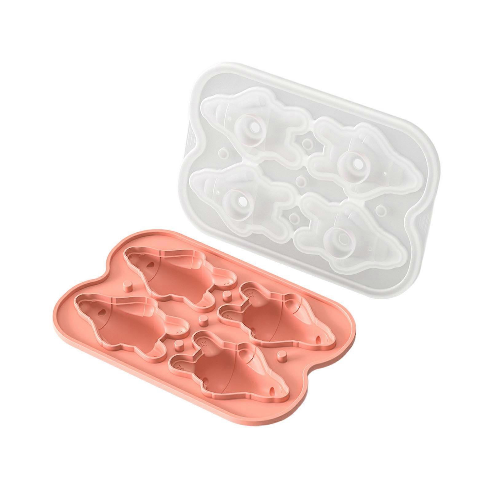 Ice Cube Mold with Lid Lying Bear Flexible Silicone Ice Tray Leak-Proof Stackable Ice Cube Storage