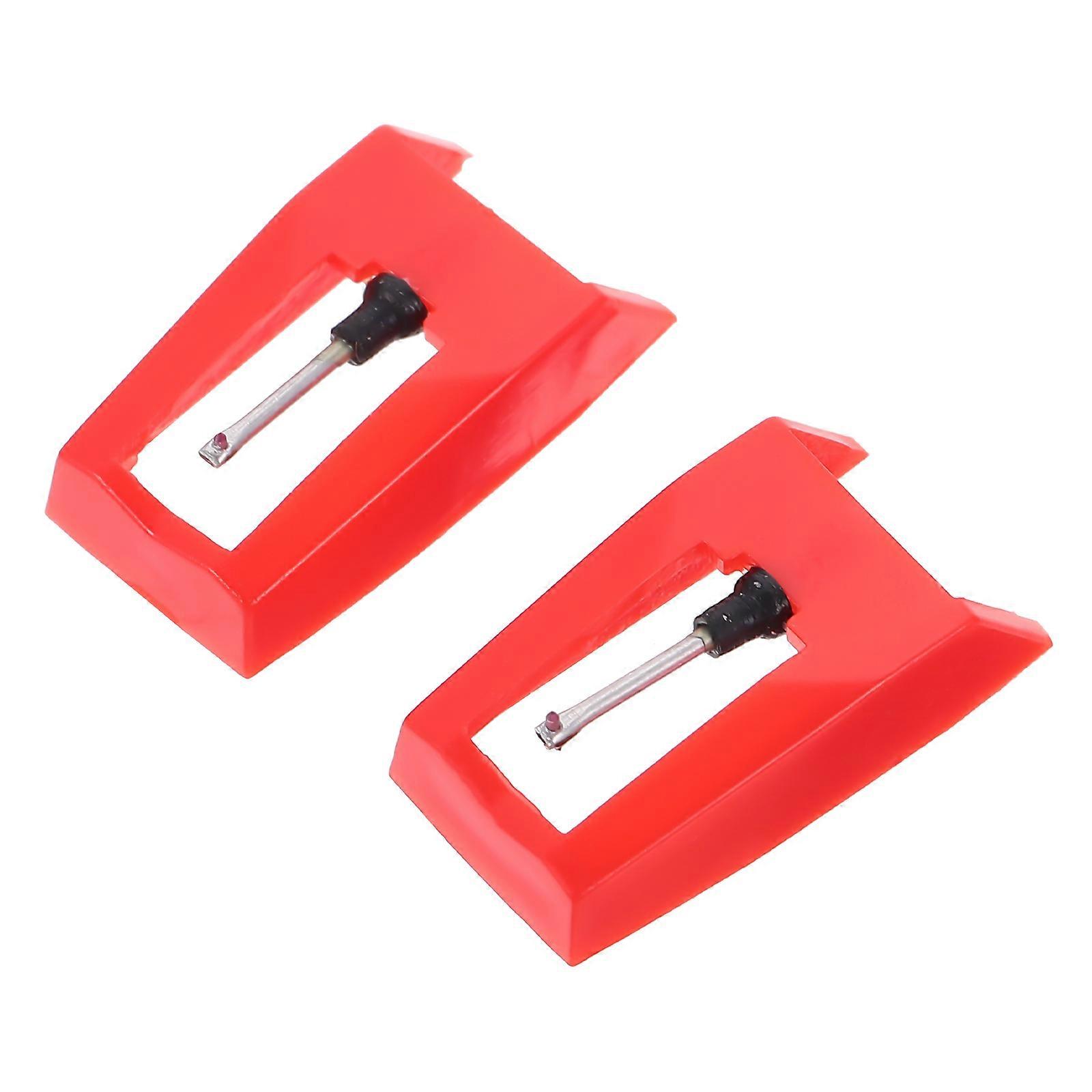 Phonograph Stylus Needle Replacement for Record Player 2Pcs Bright Red