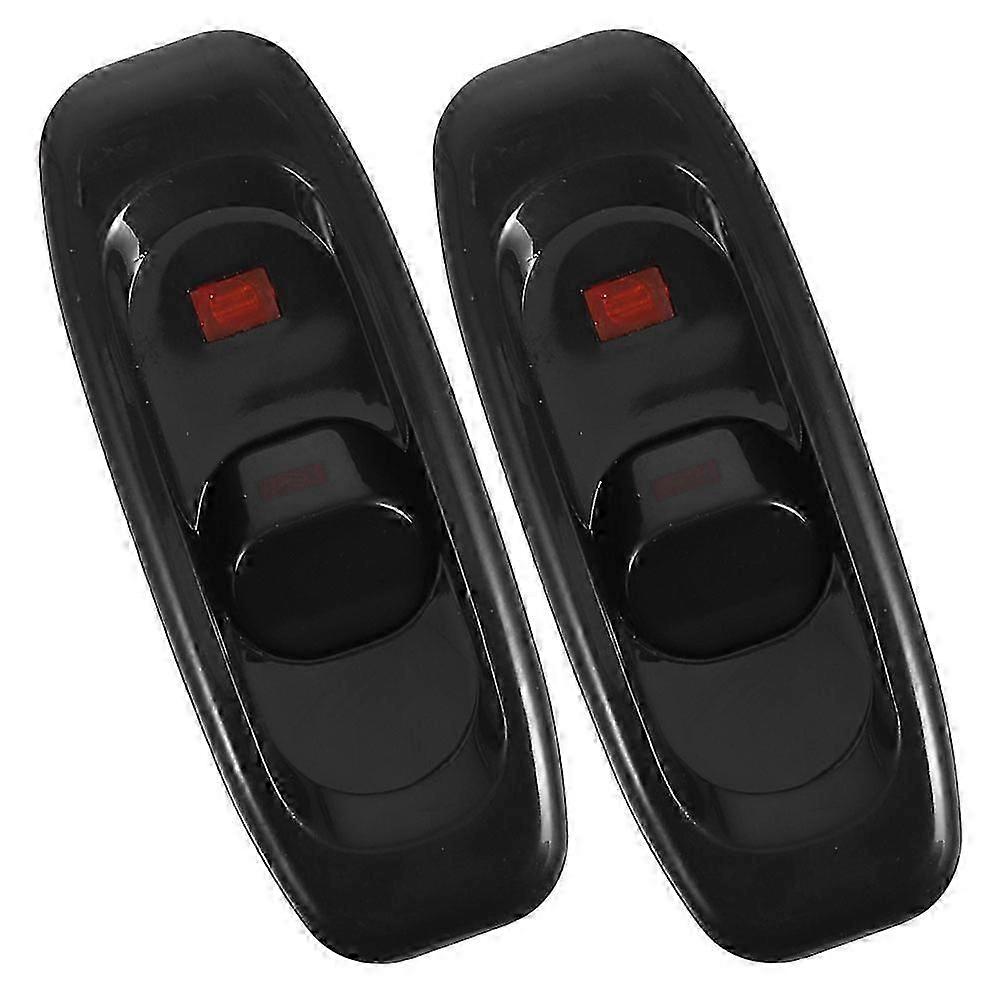 Black Push Button Switch Replacement Inline Switch for Lamp Cord 2Pcs with Indicator Light