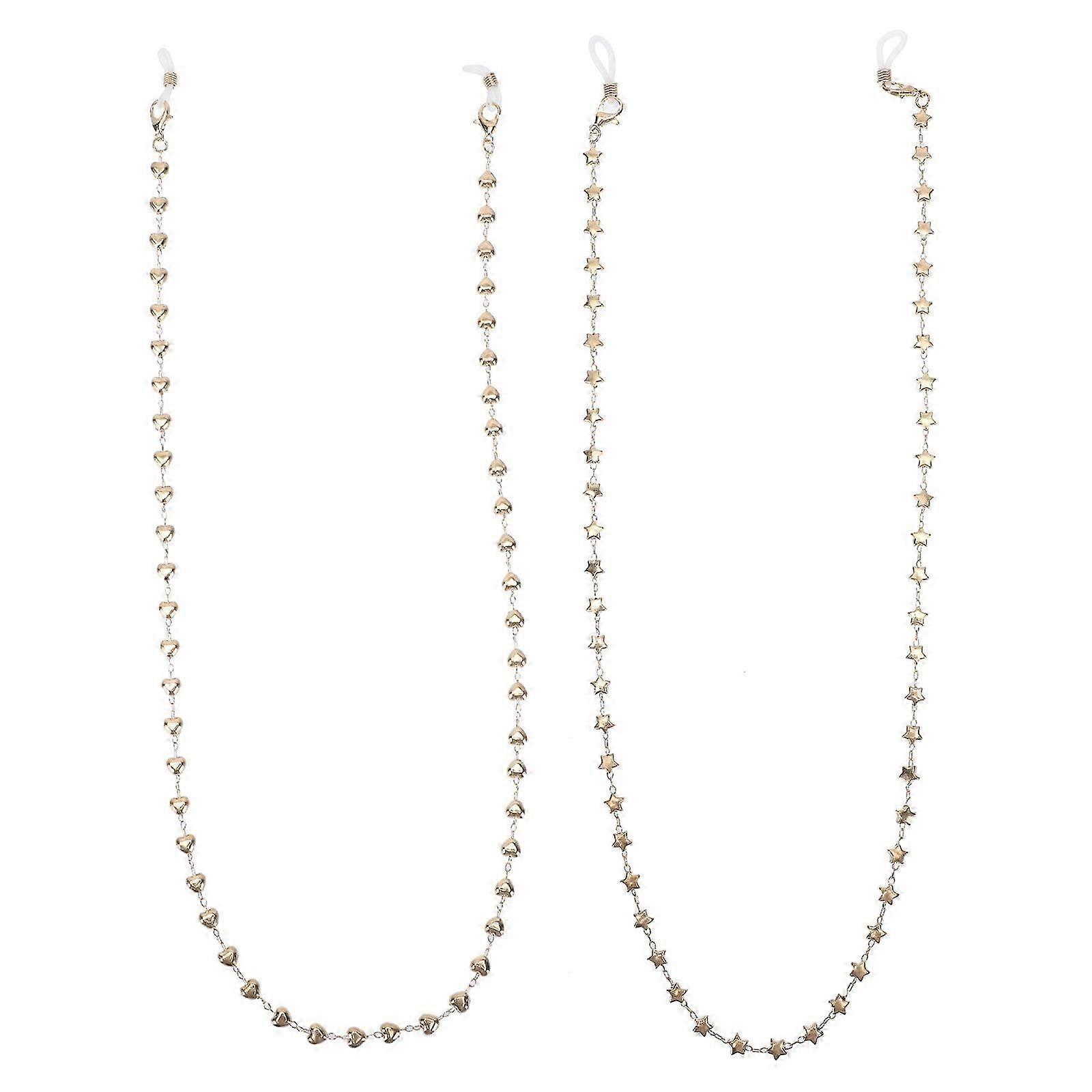 Golden Alloy Glasses Chain 2Pcs Set