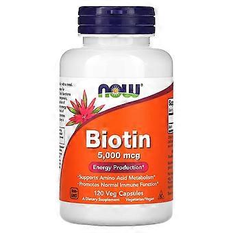 NOW Foods, Biotin, 5,000 mcg, 120 Veg Capsules, 2-Pack