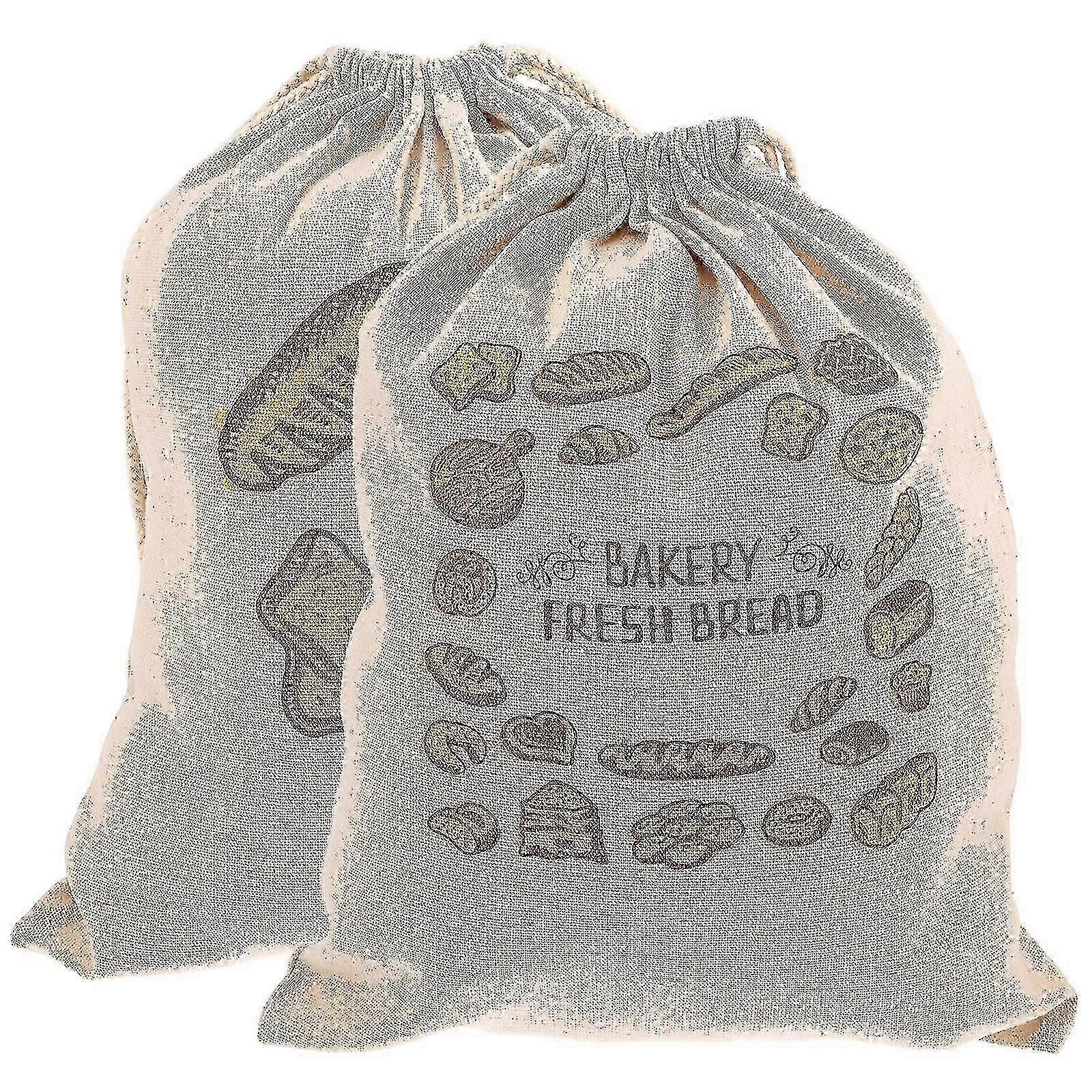 2Pcs Drawstring Bread Storage Bags Portable Bread Bags Reusable Bread Pouches