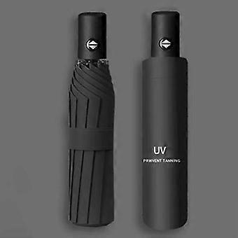 Automatic Men Women Dual-use Foldable Rain with Black Coating for Sun UV Protection Reinforced Umbrella Frame 97cm Diameterd