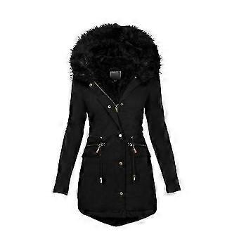 Veste manteau en brochet sergé pour femmes, veste à capuche longue chaude à la mode d'hiver avec col en fourrure artificielle