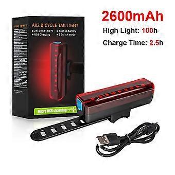 2600 mAh LED Taillight Bicycle USB Rechargeable Safety Warning Light Bike Rear Tail Light Light Flashlight For Bicycle