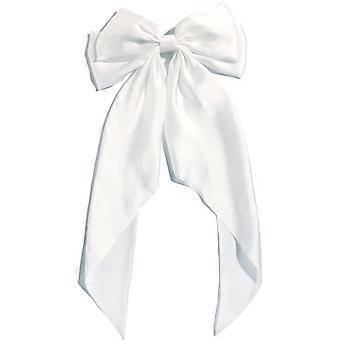 3pcs White Big Bow Hair Clips for Women Satin French Barrette Clip Large Bowknot Long Tail Girls Hair Styling Accessories