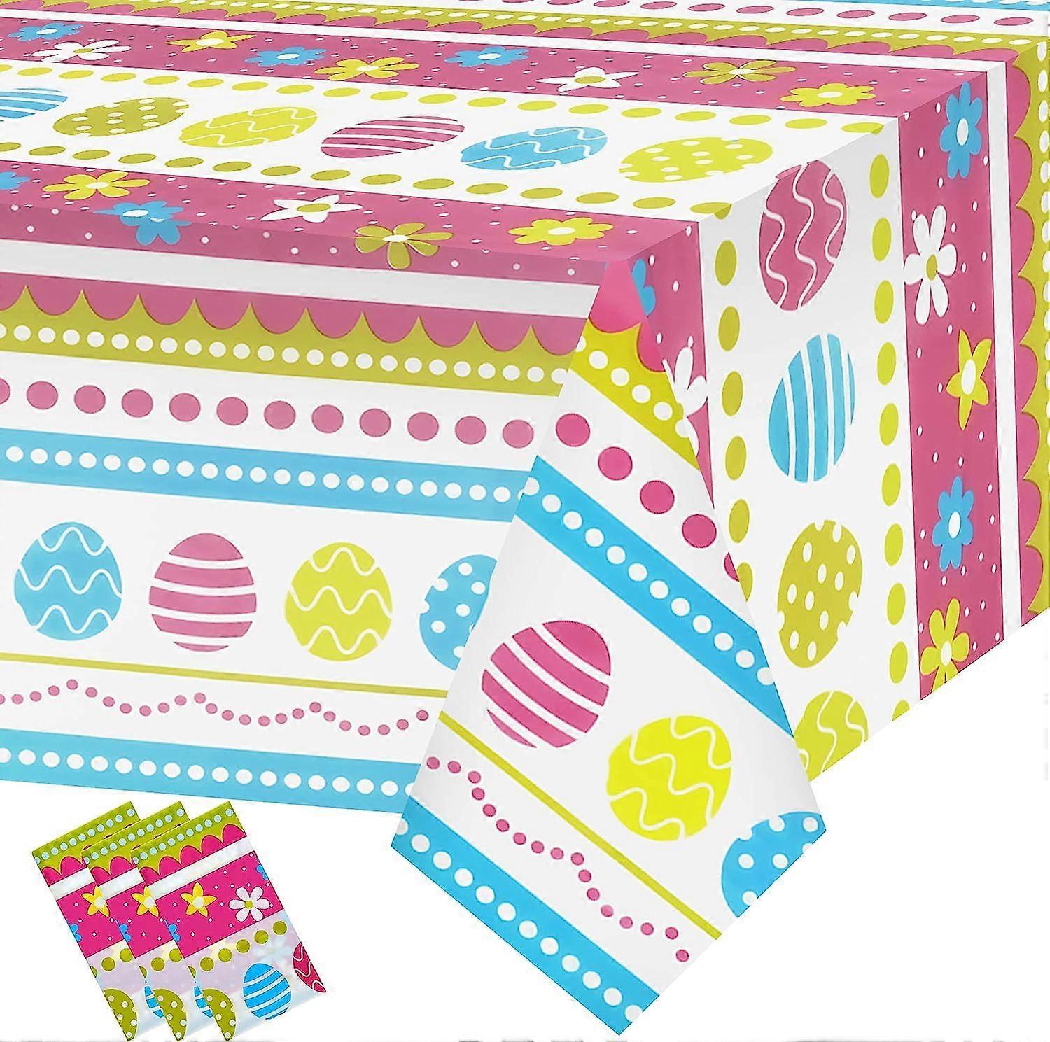 Easter Tablecloth 3Pcs Easter Party Deacoration Supplies Easter Table Cover Disposable Easter Eggs Plastic Tablecloth Rectangle Spring Table Decoratio