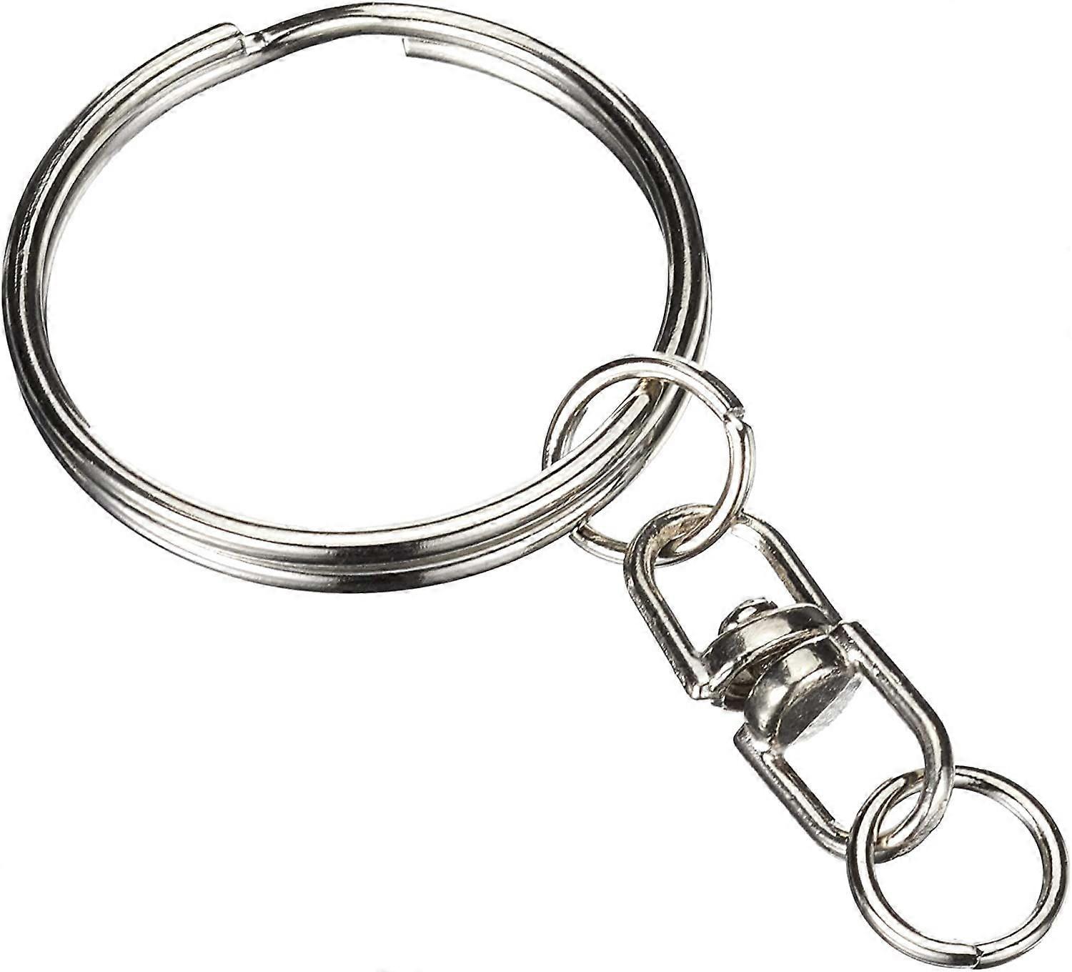 100picecs Keyring Ring with Chain, Metal, 25mm