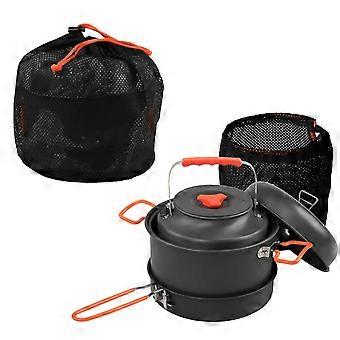 Lightweight Camping Cookware Set for 3–4 People, Compact Nesting Pots and Pans Kit with Kettle and Foldable Handles