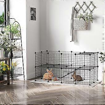 DIY Pet Playpen Metal Wire Fence Indoor Outdoor Rabbit Small Animals Cage 36 Panel Enclosure Black