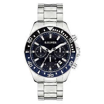 s.Oliver Herren Uhr Armbanduhr Chronograph Edelstahl Silber SO-4452-MC