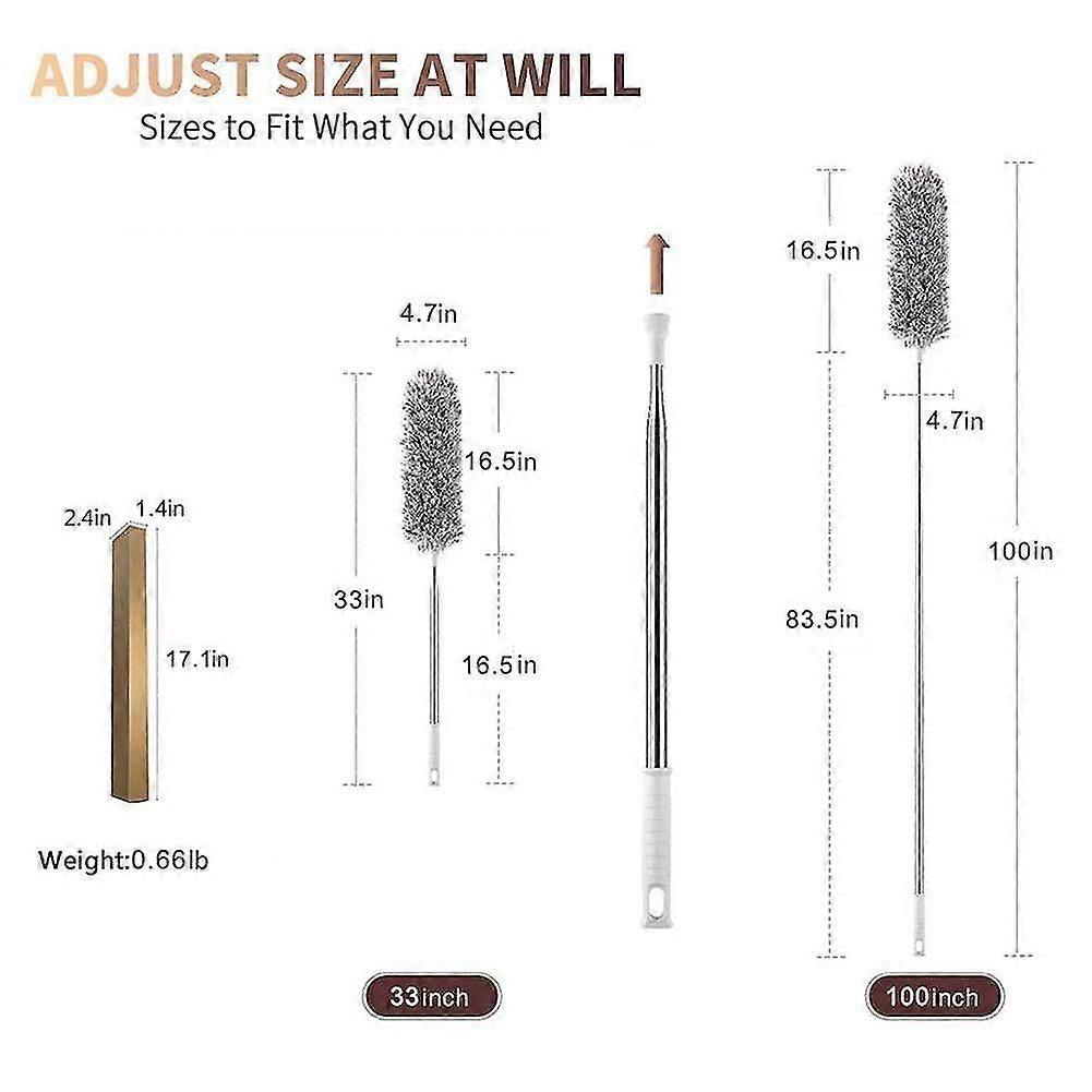 Telescopic Duster, Extra Long 254cm, Microfiber Duster Dust Broom With Bendable Corner Broom