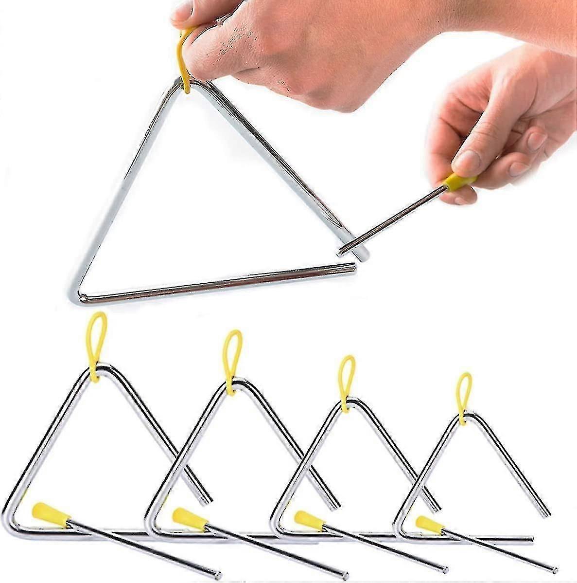 Conjunto de Instrumentos Musical Triangle, Pacote de 5, 4-8 Polegadas, Com Atacante, Para Crianças e Crianças