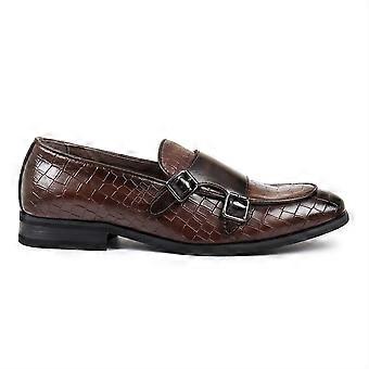 Men's Vegan Leather Double Monk Strap Loafer Slip On Comfort Shoes