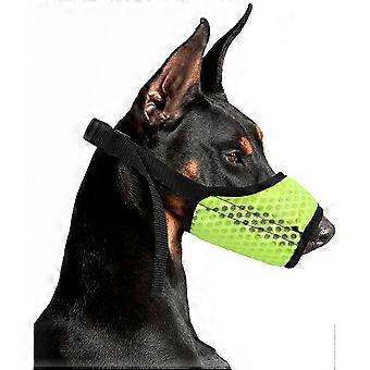 Dog Muzzle Breathable Soft Nylon Anti Biting Barking Chewing Adjustable Strap Mesh Dog Muzzle Green L